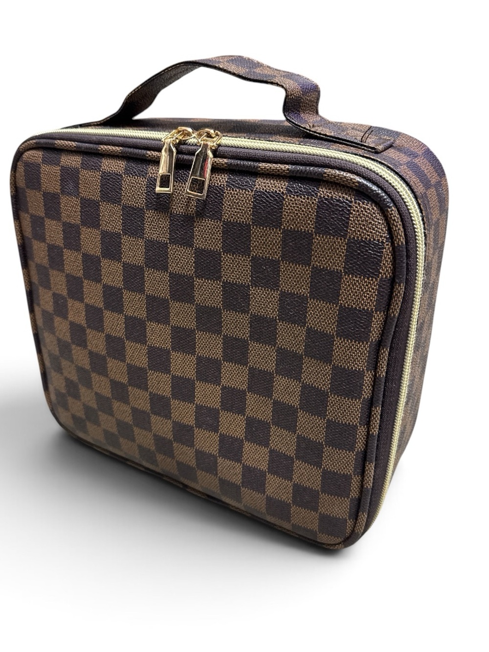 Brown Check Travel Cosmetic Bag